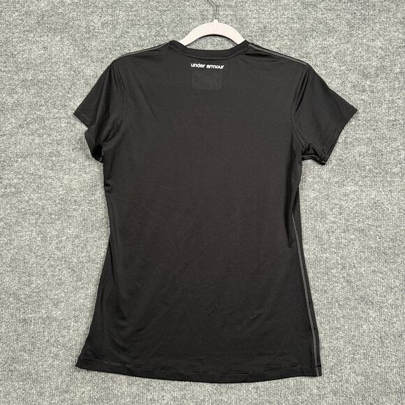 New Under Armour Size Small Base Layer Tee T-Shirt Black Crew Neck Short Sleeves - Picture 2 of 5